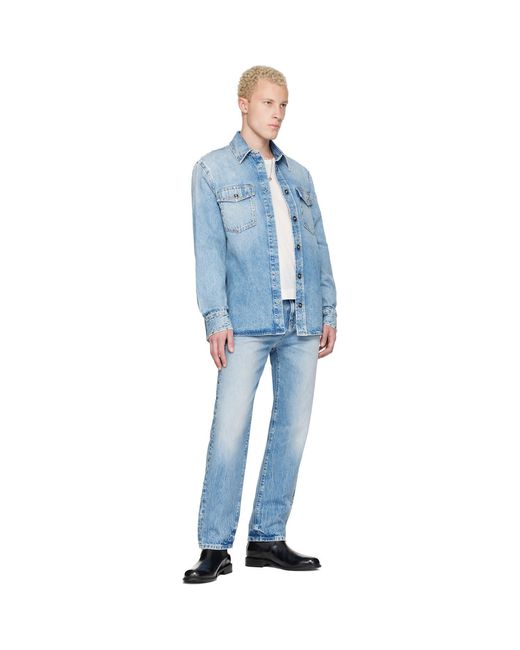 Versace Blue Studded Denim Shirt for men
