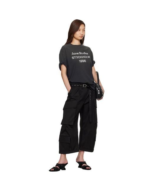 Acne Black Twill Cargo Trousers