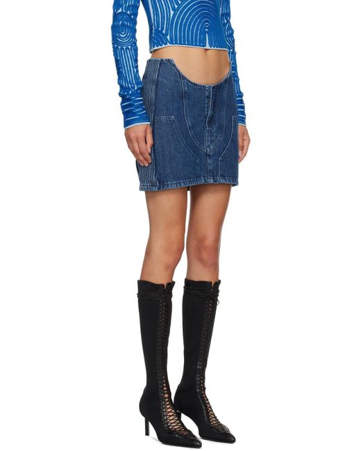 Off-White c/o Virgil Abloh Off- ブルー Motorcycle Hole デニム ミニスカート Blue