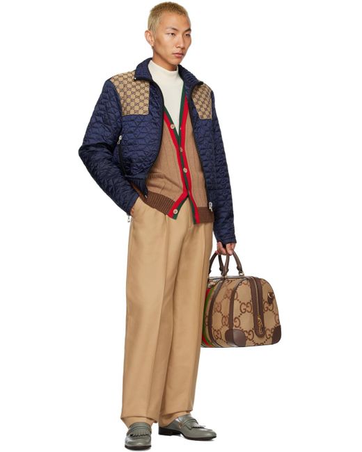 Gucci Natural Brown Pleated Trousers for men