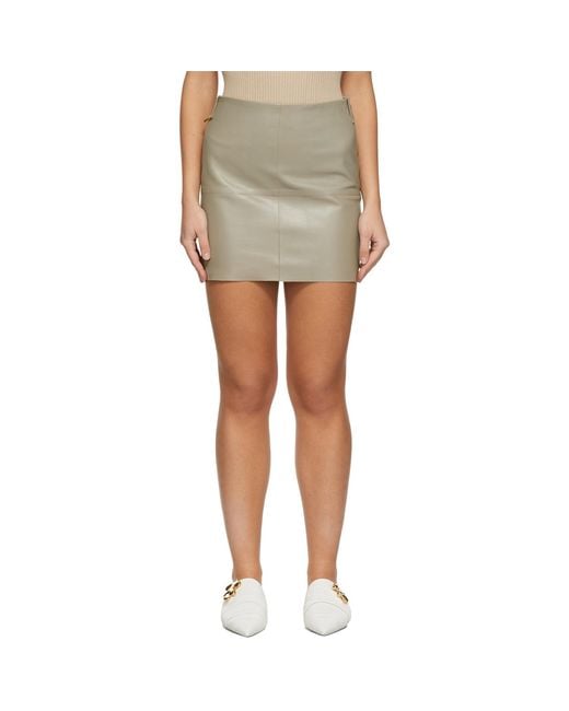 Aeron Green Khaki Leather Amarilla Mini Skirt
