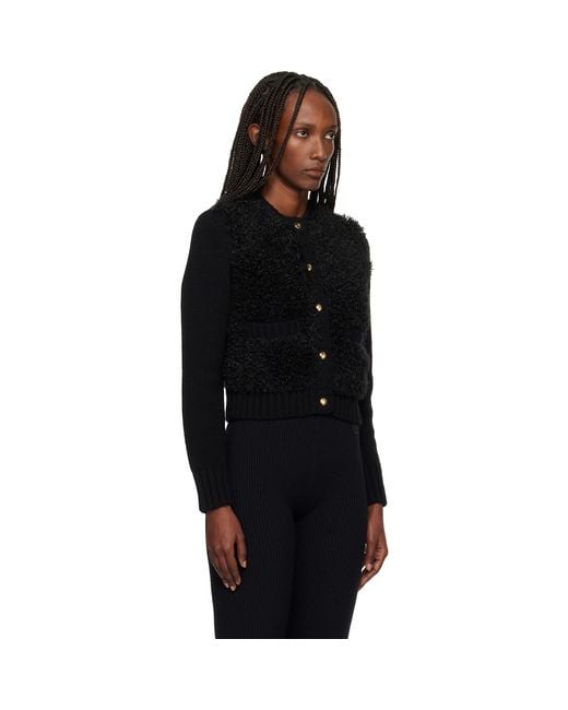 Moncler Black Paneled Down Cardigan