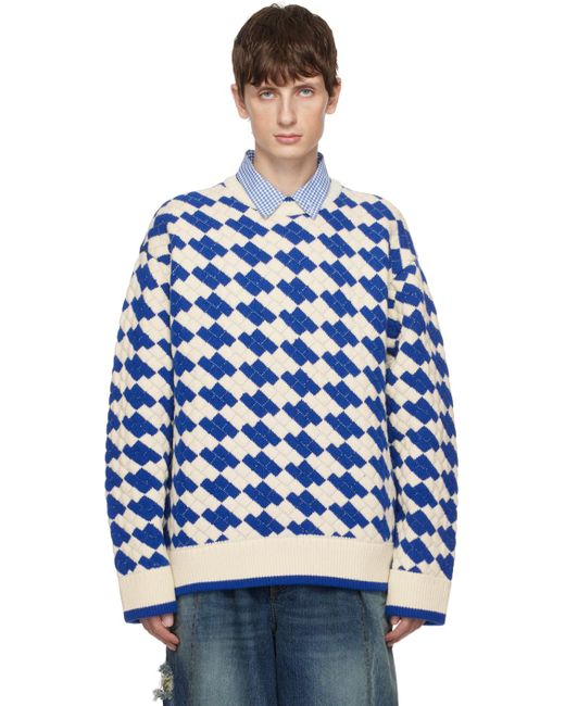 Adererror White & Blue Tenit Sweater for men
