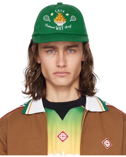 Casablancabrand Green Embroidered Cap for men