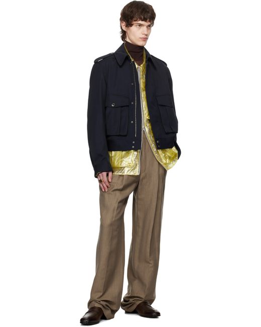 メンズ Dries Van Noten ベージュ リネン ストレートパンツ Brown