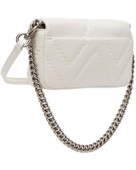 Marc Jacobs Metallic White 'the Mini Quilted J Shoulder Bag' Bag