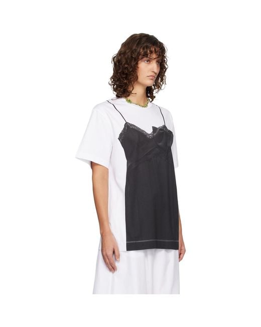 Simone Rocha Black Bow Sash Slip Dress Trompe L'Oeil T-Shirt