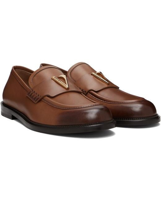 Versace Black 'V' Leather Loafers for men