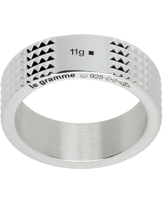 Le Gramme Metallic 'la 11g' Guilloché Ribbon Ring for men