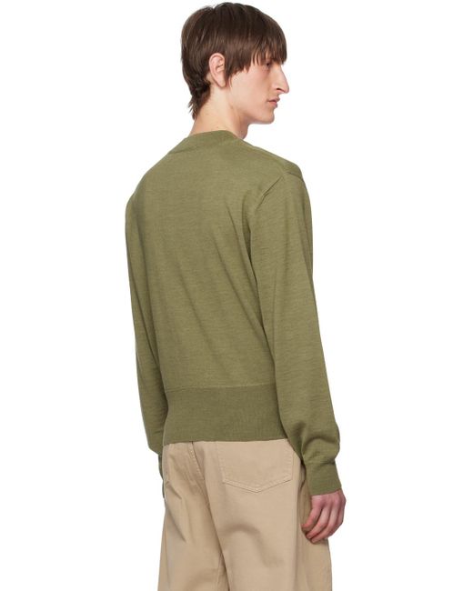 Lemaire Green Mock Neck Sweater for men