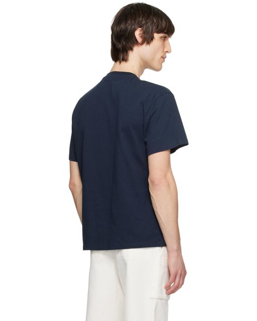 メンズ J.W. Anderson ネイビー ロゴ刺繍 Tシャツ Blue
