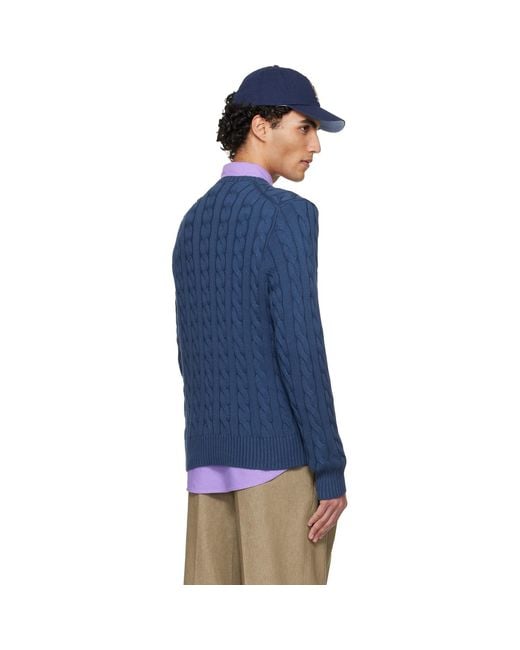 Polo Ralph Lauren Blue Cable-Knit Cotton Sweater for men
