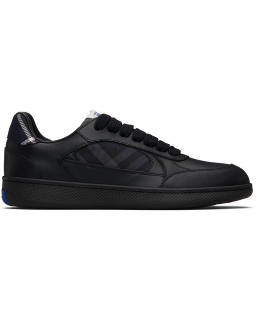Burberry Black Leather & Check Terrace Sneakers for men