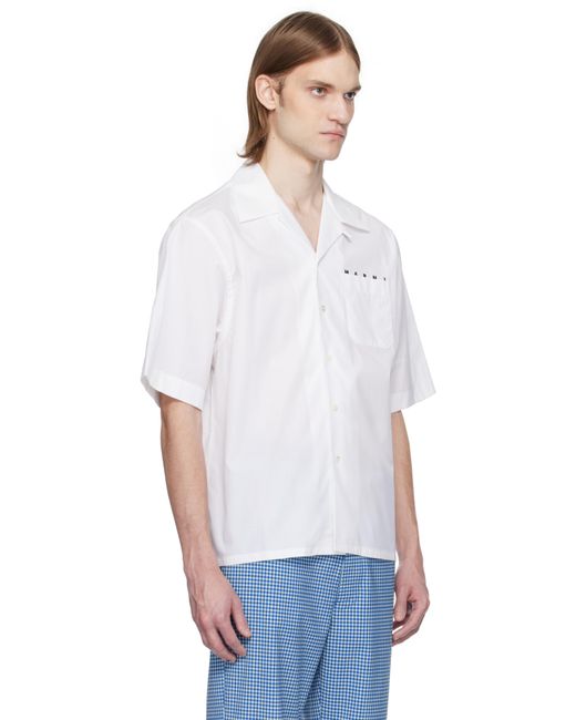 Marni White Poplin Bowling Hidden Logo Shirt for men