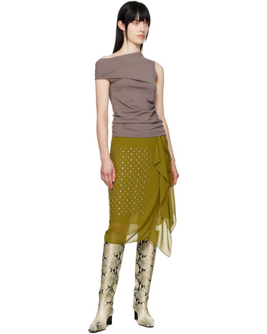 Dries Van Noten グリーン スタッズ ミディアムスカート Green