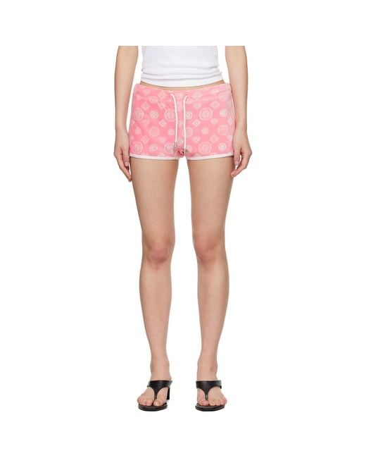 Casablanca Pink Velour Monogram Shorts