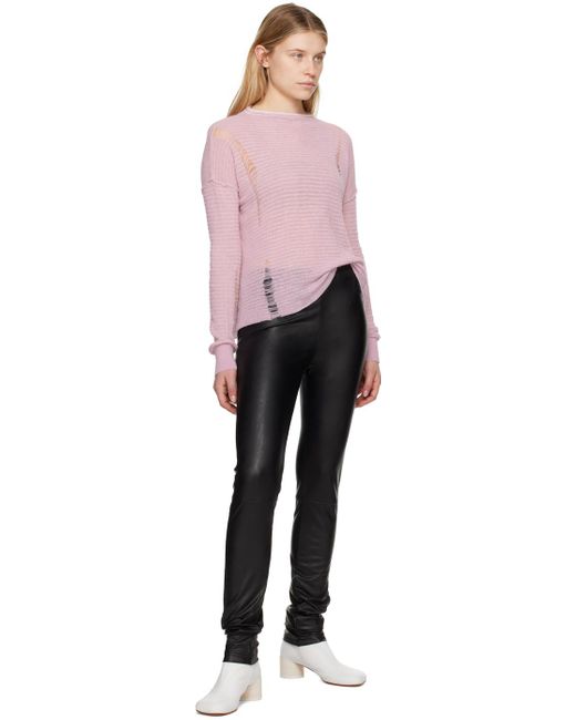 MM6 by Maison Martin Margiela Pink Distressed Sweater