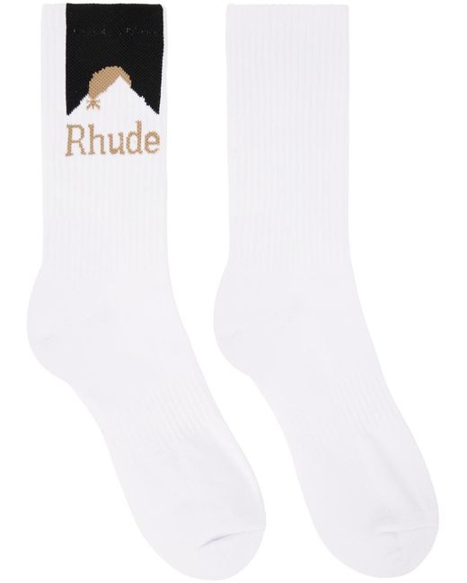 Chaussettes blanches à image à logo Rhude en coloris White