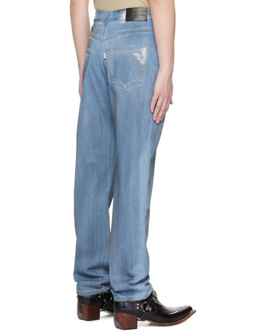 JUNTAE KIM Blue Painted Corset Jeans for men