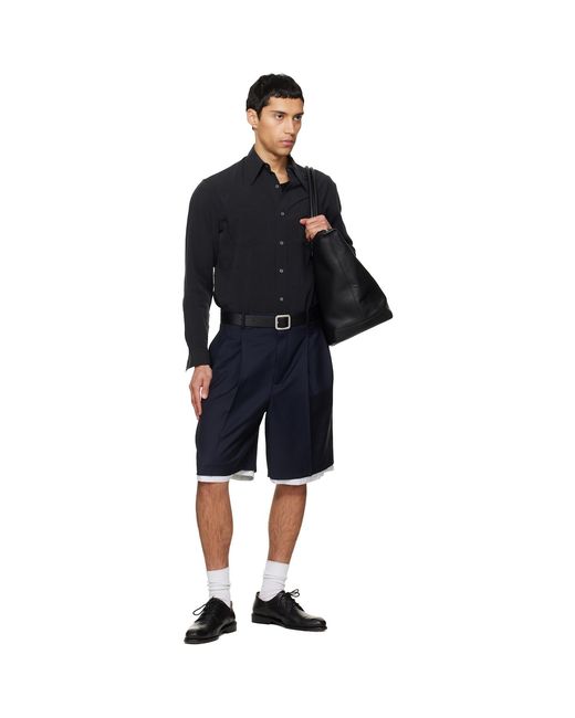 TONYWACK Black Silk Crepe Shirt for men