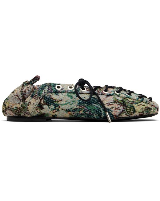 Ganni Black Lace-Up Ballerinas