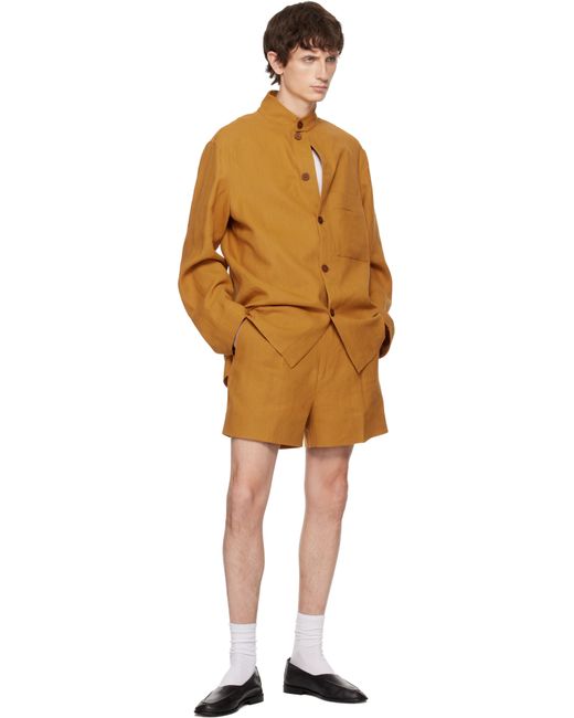 Zegna Orange Standing Collar Overshirt for men