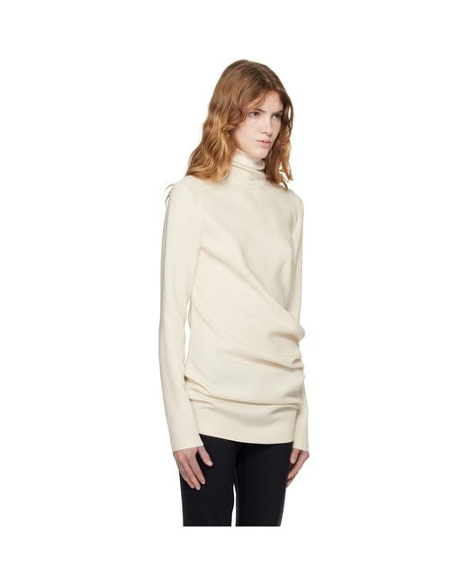 Totême Natural Off- High-Neck Twist Blouse
