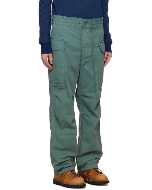 メンズ RRL ブルー ヘリンボーン ツイル カーゴパンツ グリーン | Lyst