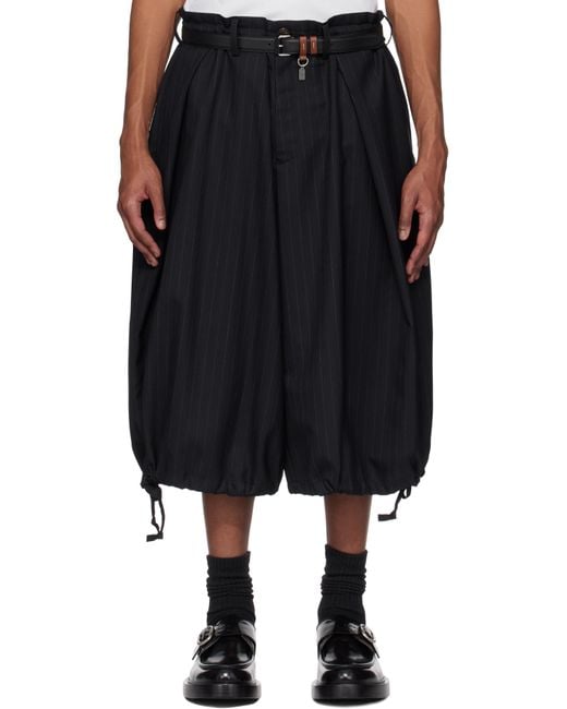 KHOKI Black Wide-Leg Cropped Shorts for men