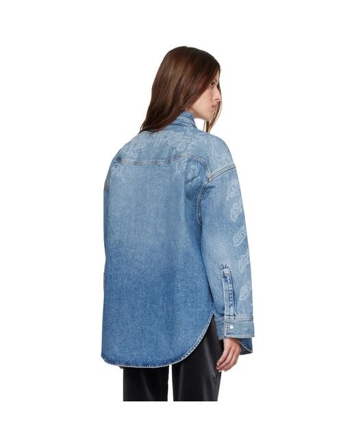 Off-White c/o Virgil Abloh Blue Paisley Lover Denim Shirt