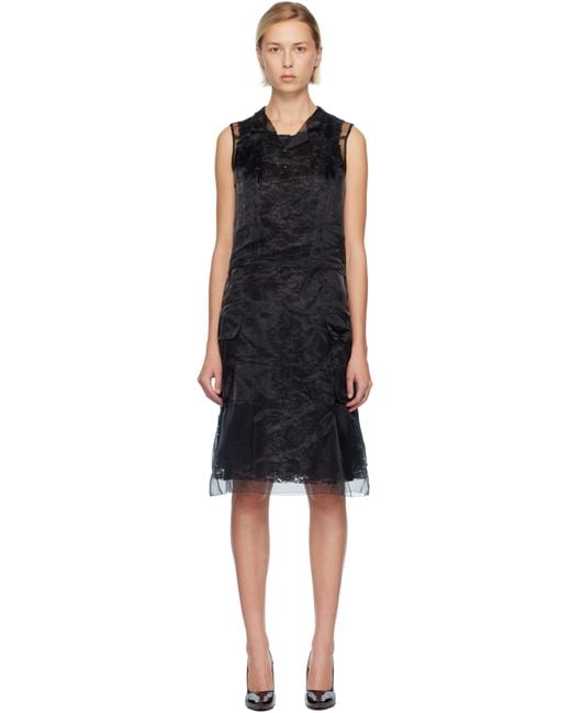 Maison Margiela Black Sheer Tea Midi Dress