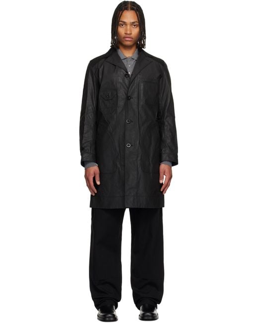 Junya Watanabe Black Coated Cotton Coat for men