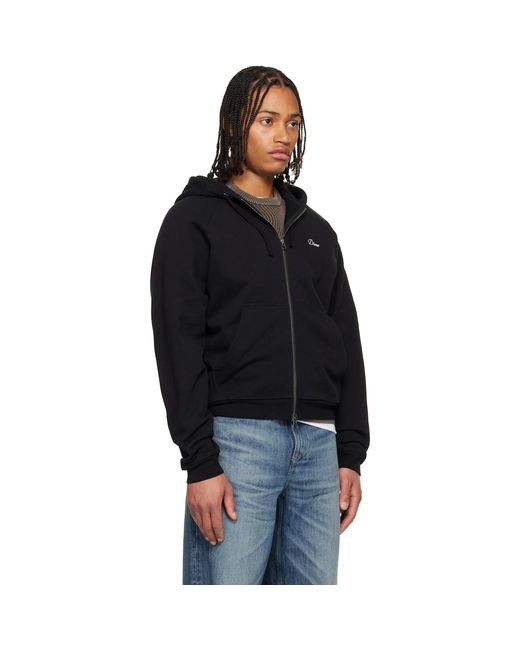 Dime Black Cursive Small Logo Zip Hoodie for men