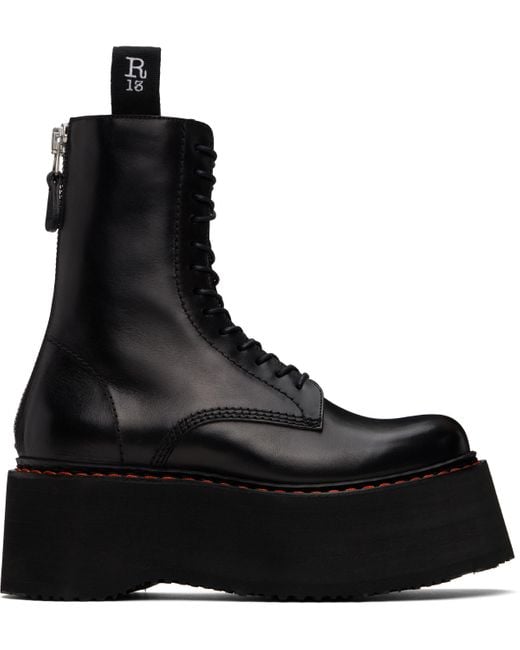 R13 Black Double Stack Boots
