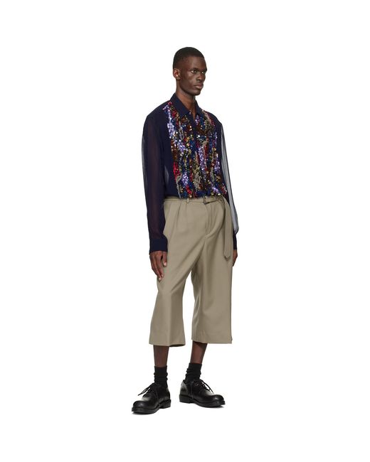 Dries Van Noten Blue Sequinned Shirt for men