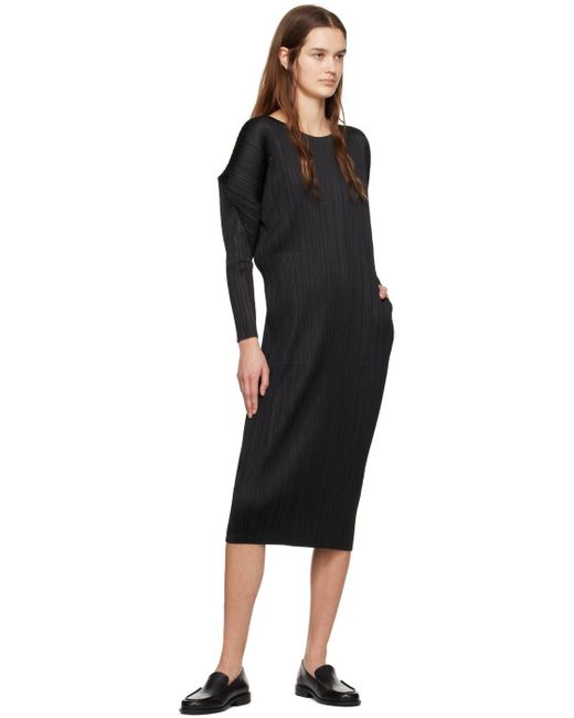 Pleats Please Issey Miyake Black Monthly Colors February Maxi Dress