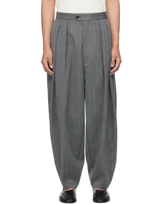 Hed Mayner Gray Wool Trousers for men