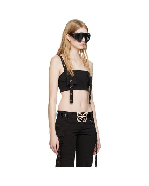 Blumarine Black Cargo Pocket Denim Tank Top
