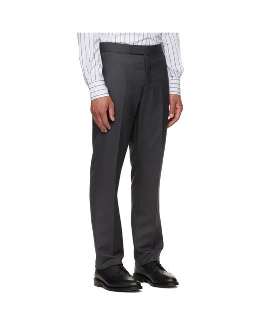 Thom Browne Gray Classic Twill Backstrap Trousers for men