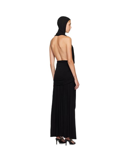 Jean Paul Gaultier Black Stretch Viscose Balaclava Leather Tag Maxi Dress