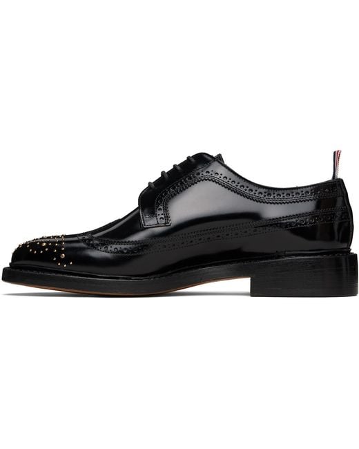Thom Browne Black Spazzolato Leather Longwing Brogues for men