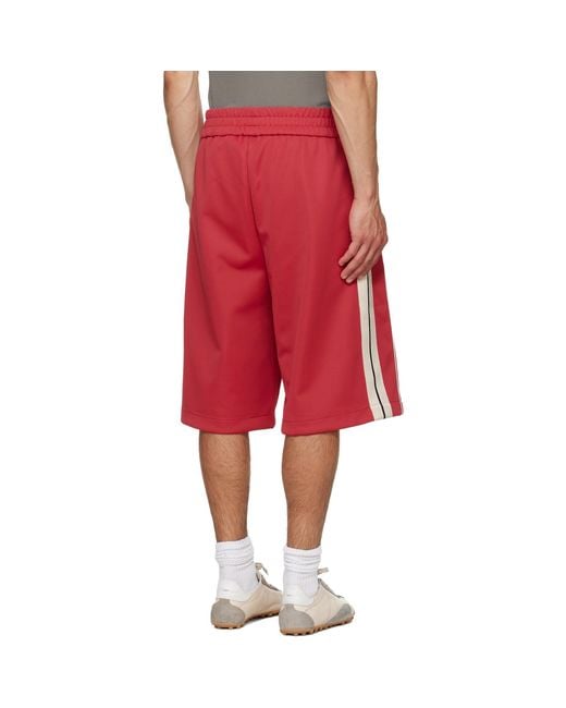 Palm Angels Red Classic Logo Vintage Track Shorts for men