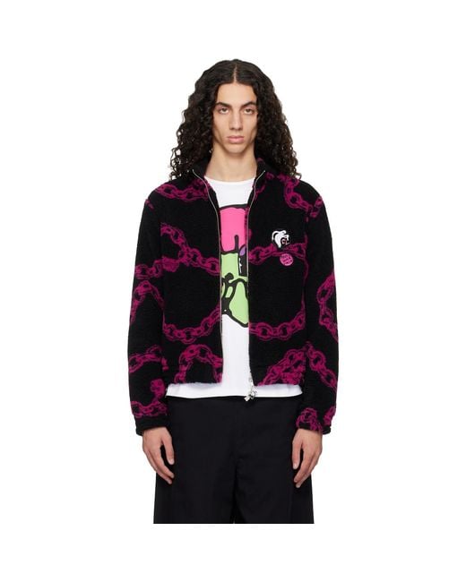 Chopova Lowena Black Charm Party Fitted Fleece Jacket for men