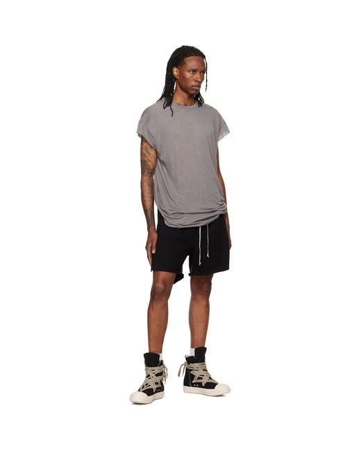 Rick Owens Black Tower Long Boxers Butt Zip Shorts for men