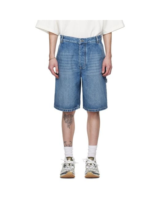 Bottega Veneta Blue Vintage Cargo Denim Shorts for men