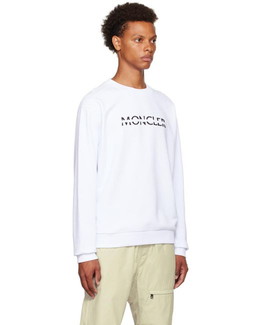 Moncler White Cotton Sweatshirt for men