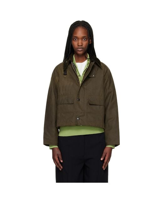 Barbour Black Khaki Spey Slim Waxed Jacket