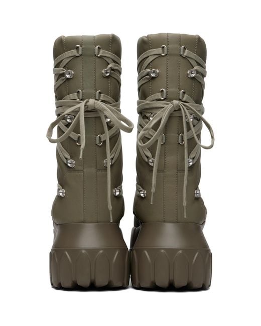 Rick Owens Green Taupe Tower Megalace Lunar Mega Tractor Boots for men
