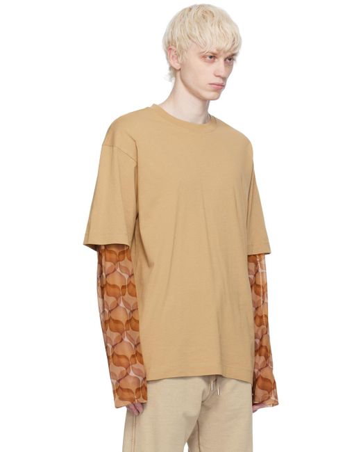 Dries Van Noten Natural Taupe Layered Long Sleeve T-shirt for men