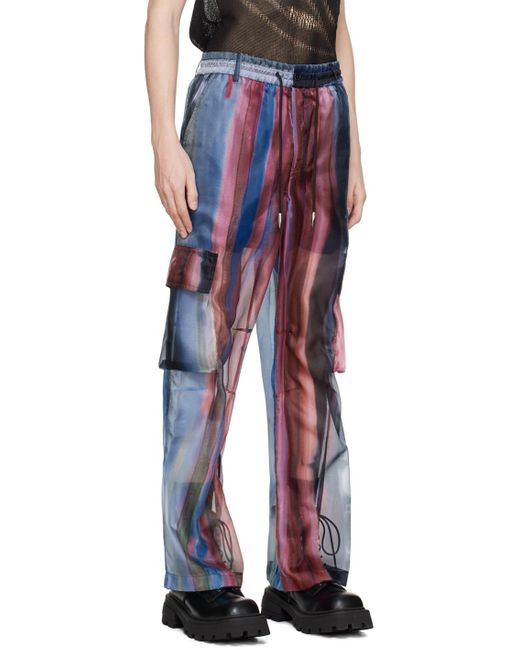 Feng Chen Wang Blue Rainbow Cargo Pants for men